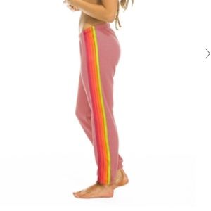 Aviator Nation 5 Stripe Sweatpants - LARGE - PETAL / NEON